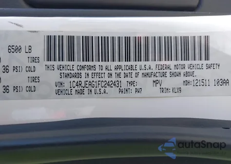 2015 Jeep Grand Cherokee Altitude from USA, damaged, VIN 1C4RJEAG1FC242431
